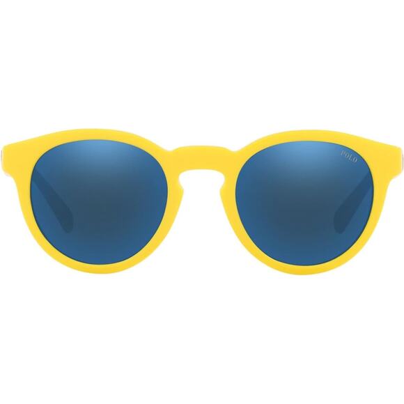 NWT Polo Ralph Lauren Men's PH4184 Round Sunglasses, Blue Mirrored, 49 mm - Picture 1 of 4